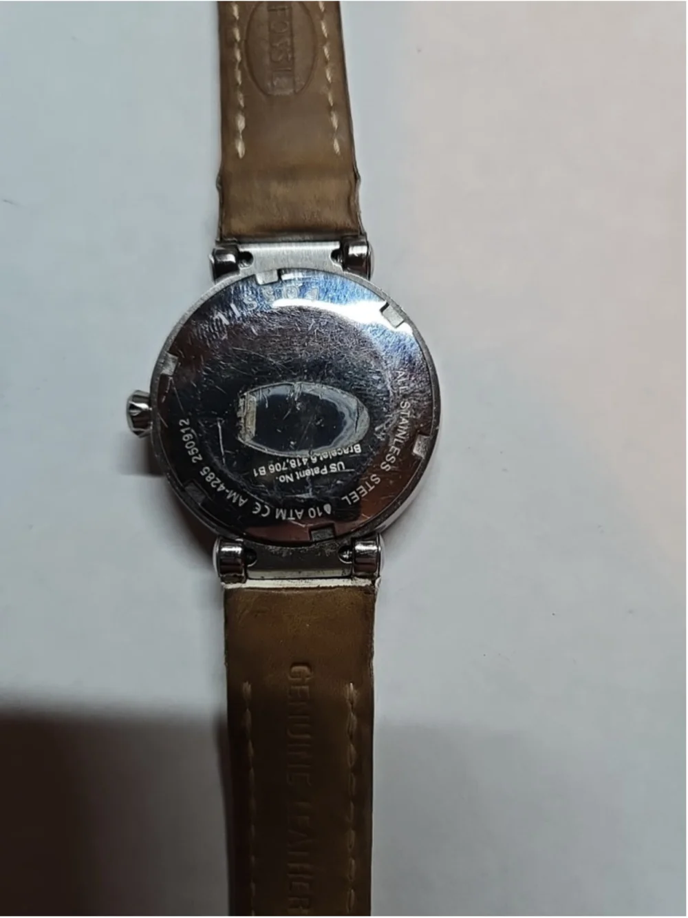 Fossil Women's AM4285 Allie Sport Leather Strap Silver Dial Watch